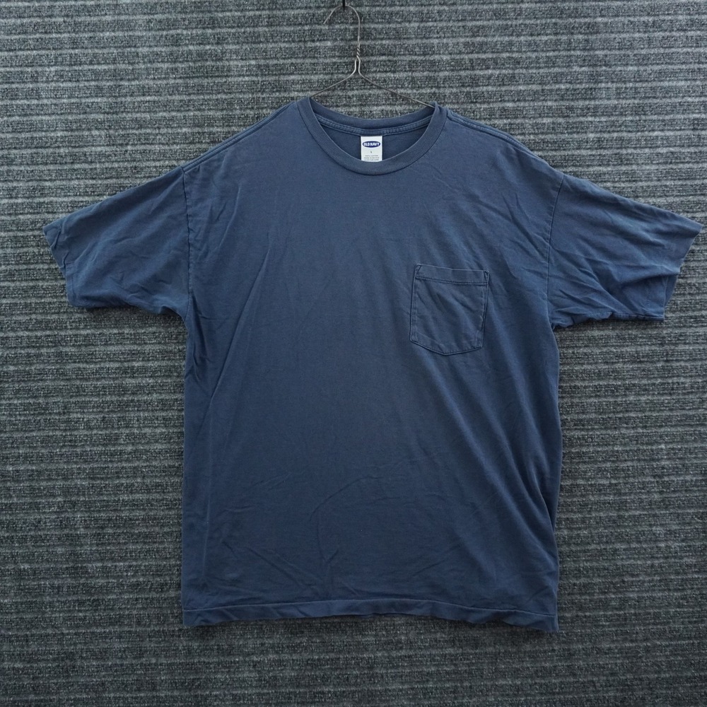 VTG Old Navy Pocket T-Shirt Large Blue Short Sleeve Cotton Single Stitch Blank
